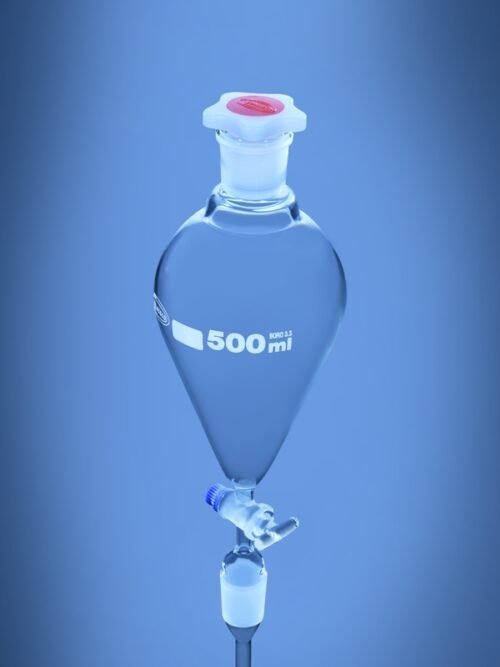 Pear shaped separating funnel with glass stopcock