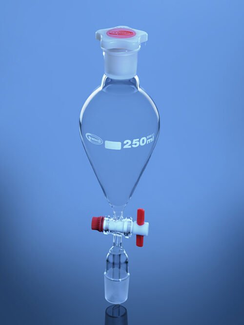 Separating Funnel Pear shape with stem inside cone PTFE Stopcock