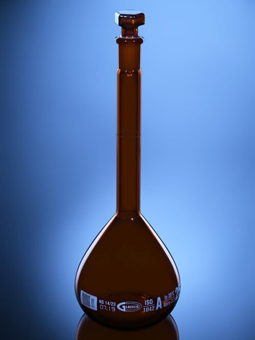 Amber Volumetric Flask Class A with Glass stopper
