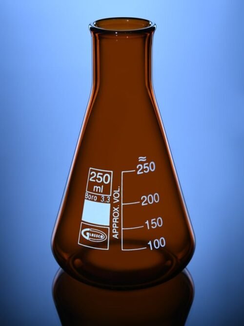 Amber conical flask for light sensitive chemicals